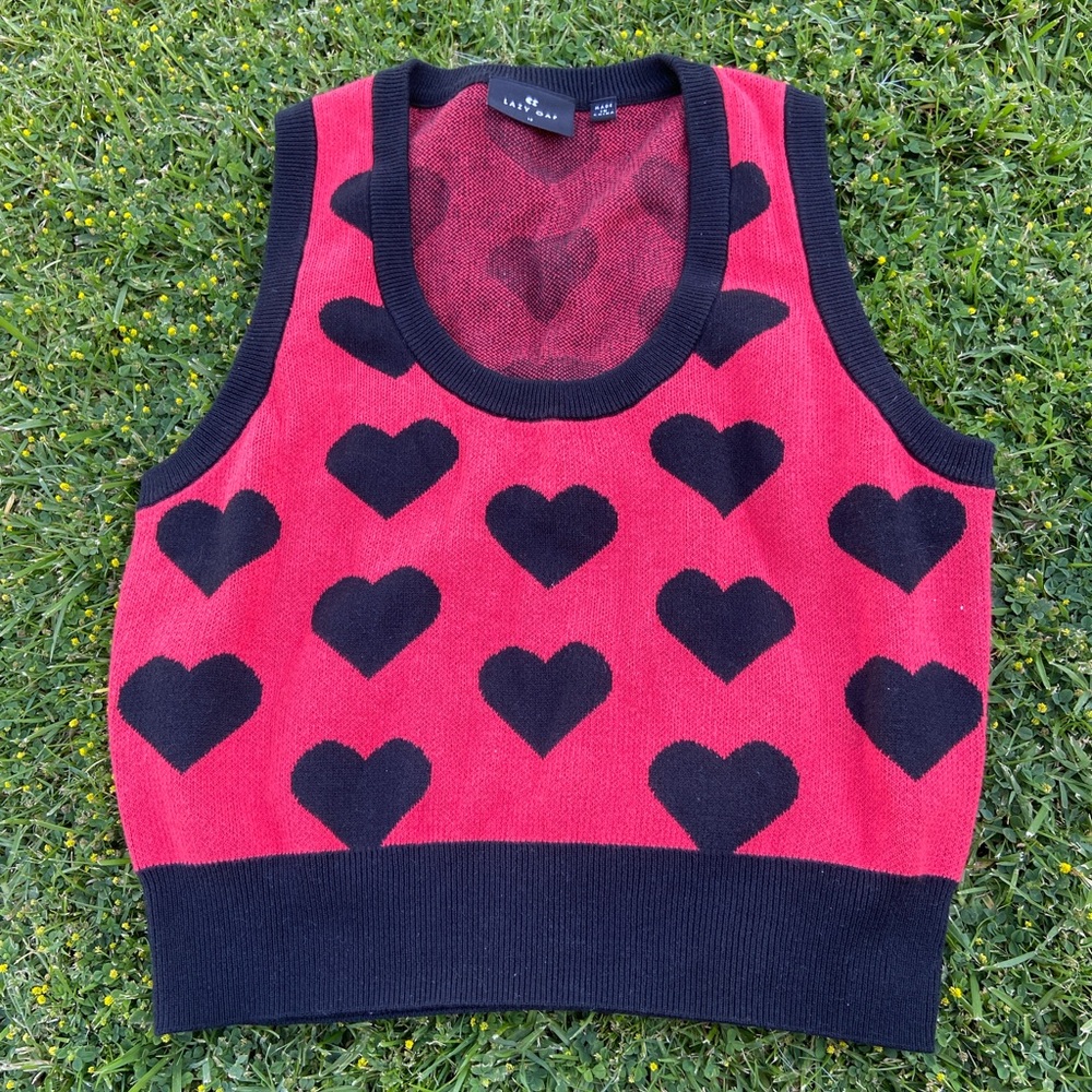 Lazy Oaf Red Heart Sweater Vest